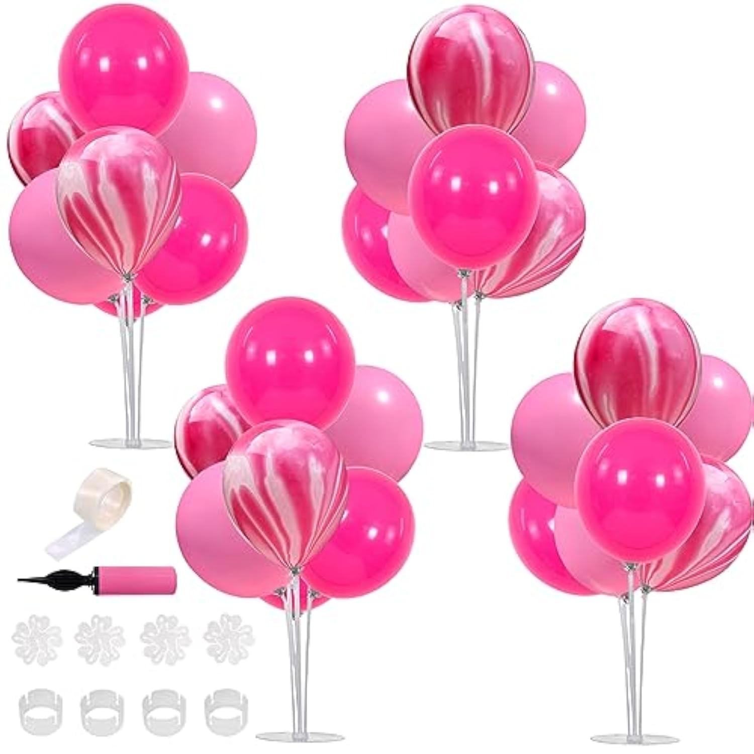 2 Set Balloons Stand Kit Pink Marble Table Birthday Decorations For Fo