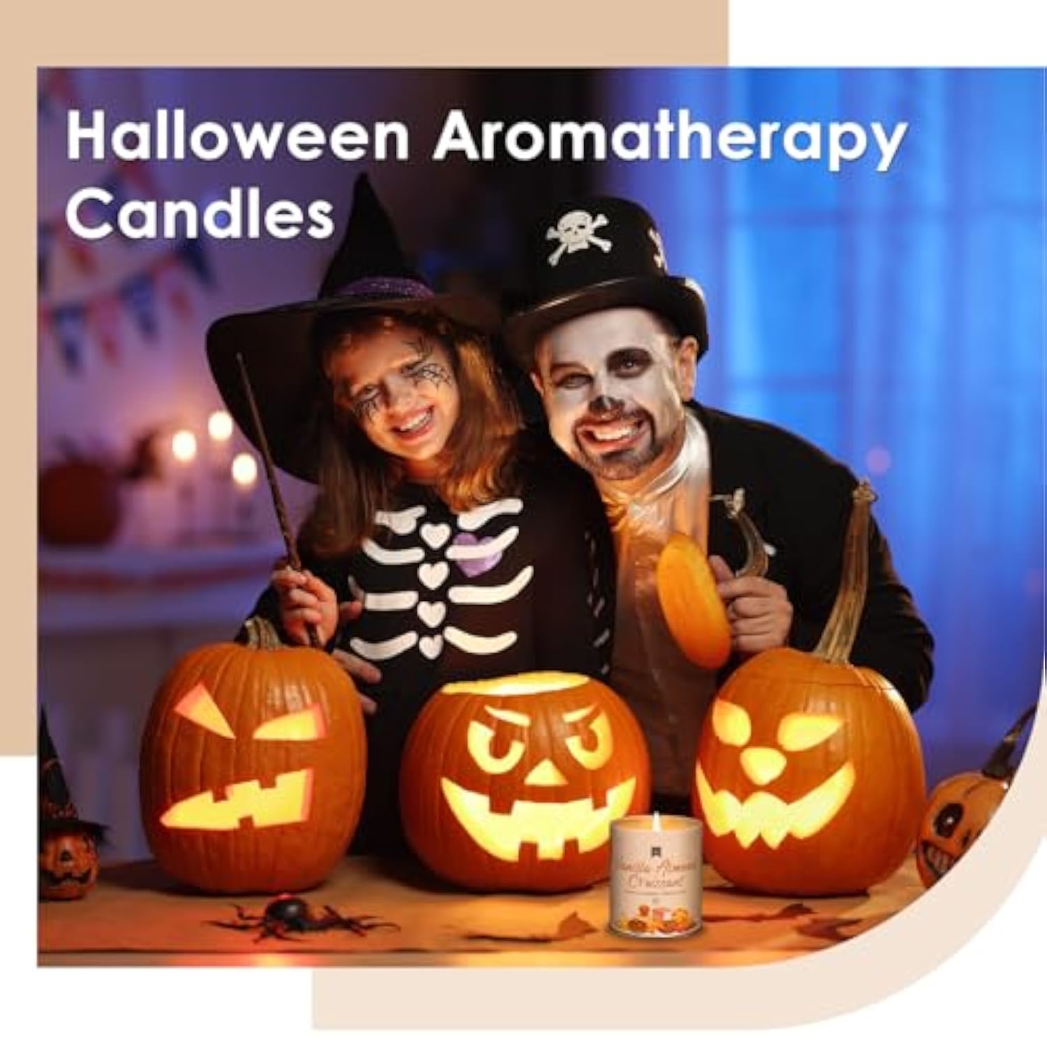 54Oz Winter Fall Scented Candles Set, 6Pack Soy Wax Candles House Warming Halloween Christmas Gifts, 9Oz Halloween Chirstmas Candles For Women Men Apple Pie/Cinnamon/Pumpkin/Vinilla/Hot Cocoa Candle