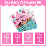 96 Pcs Spa Party Tableware Set, Pink Makeup Theme Birthday Supplies for 24