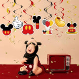 Red 1St Birthday Hanging Swirl Decorations, Mouse Birthday Party Ceiling Streamers, Mouse Theme Party Supplies, Party Favors For Boys Kids(38 Pcs)