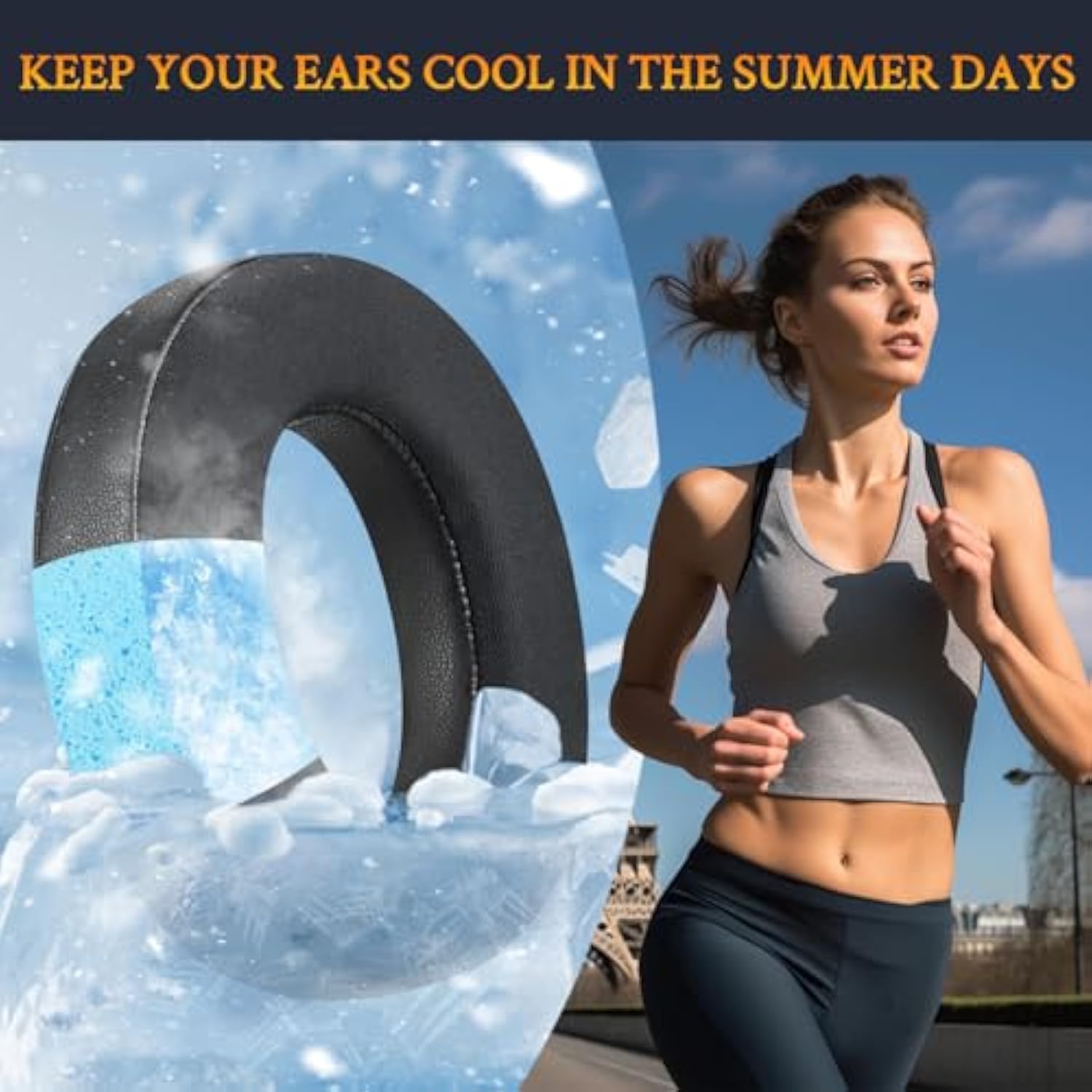 Cooling Gel Earpads Replacement For Sennheiser Momentum 4 Over/Around Ear Wireless Headphones, Ear Pads Cushions With Breathable Ice Silk Fabric, High-Density Noise Cancelling Foam - Black