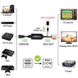 HDMI to RCA Cable, HDMI to RCA Converter Adapter Cable, 1080P HDMI to AV 3RCA CVBs Composite Video Audio Supports for Fire Stick, Roku, Chromecast,