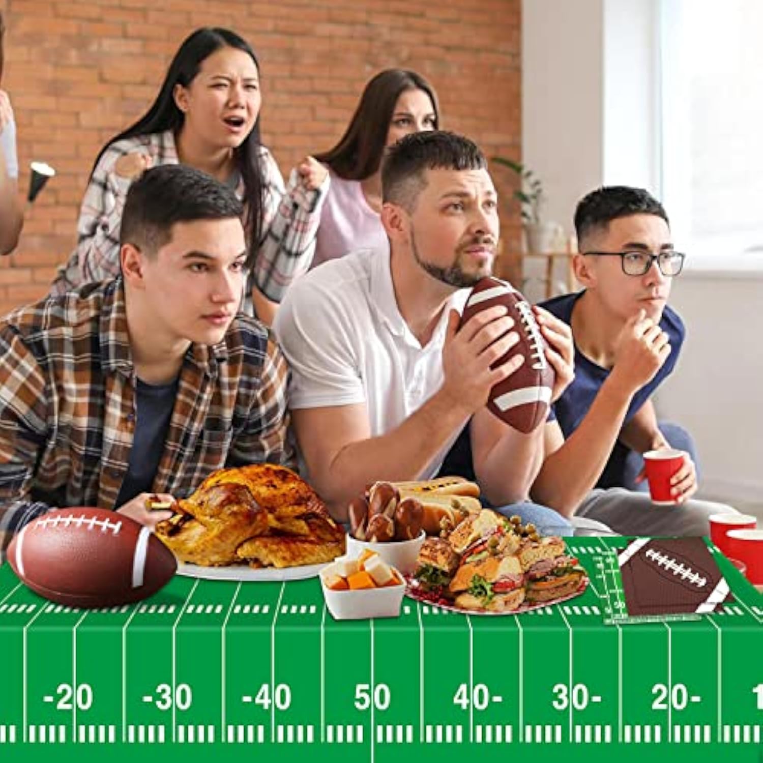 3 Packs Party Football Tablecloth?54"X 108"?, Football Theme Party Plastic Touchdown Table Cover For Birthday Party Decorations Tailgate Football Party