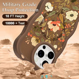 For Iphone 15 Pro 6.1'' Case, Brown Fall Floral Leaf Pattern Curly Wave Frame Hard Translucent Matte Clear Back Cover For Women Men Compatible With Magsafe Tpu Shockproof Drop Protection Phone Case