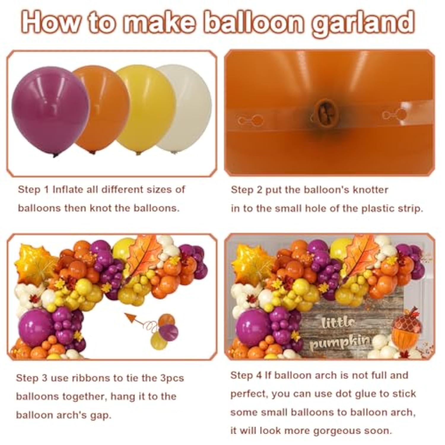 Fall Balloon Arch Kit: Pumpkin, Maple Leaf, Acorn Foil Balloons