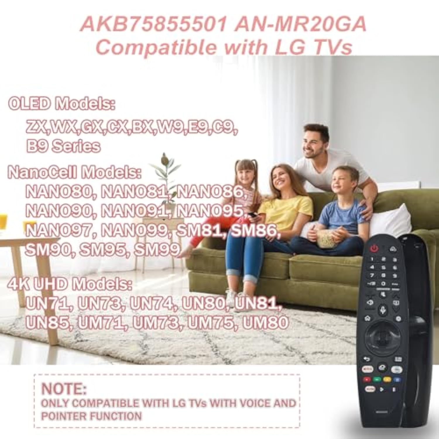 2024 New An-Mr22Ga Magic Remote For Lg Smart Tv Remote With Voice Pointer Compatible With Lg Tvs Since 2018-2022, Replace An-Mr22Ga/Gn An-Mr21Ga An-Mr19Ga An-Mr18Ga, With Hot Key, 5 Year