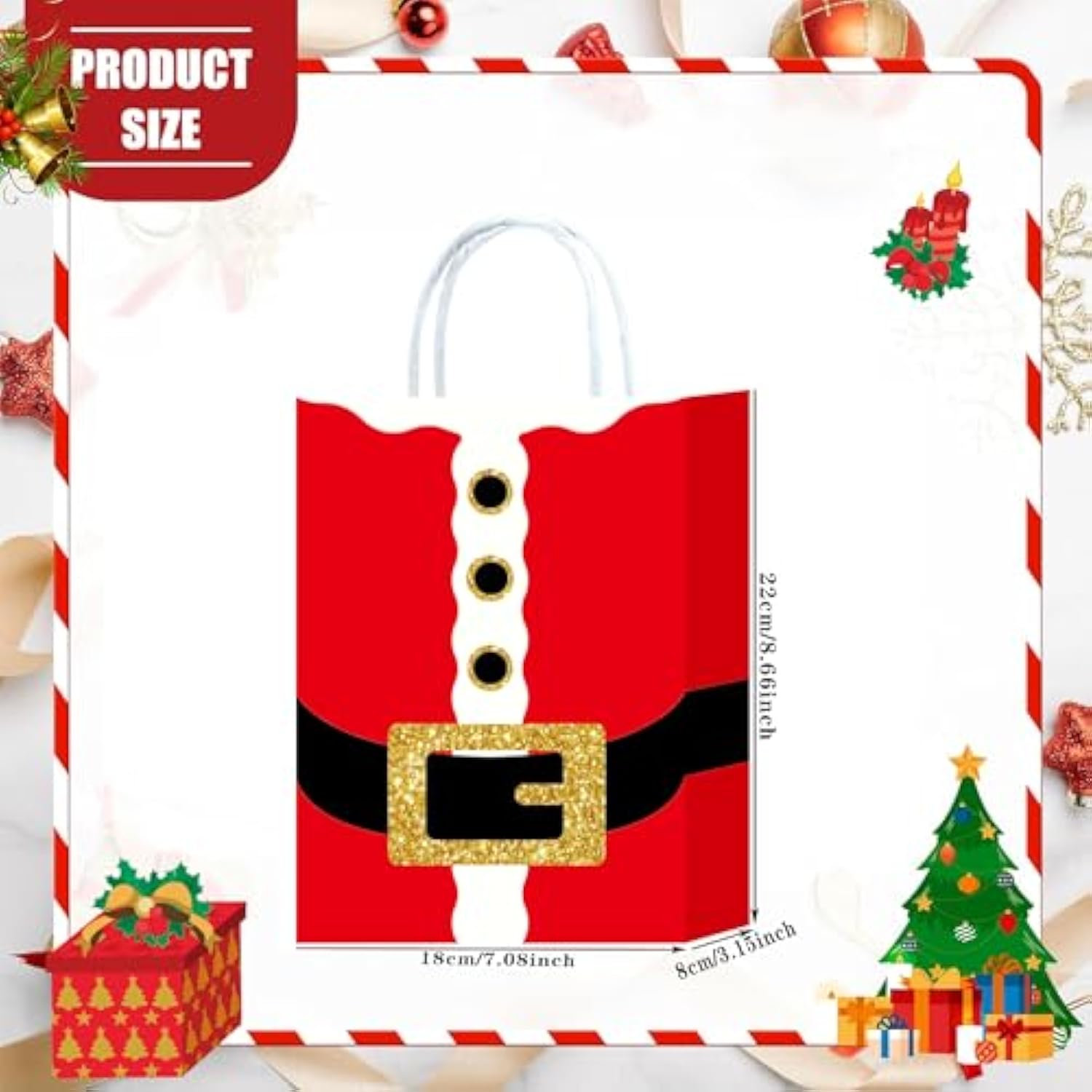 12Pcs Christmas Gift Bags With Handles Xmas Party Favors Bags Small Christmas Goodie Bag Holiday Paper Bag Gift Wrapping