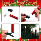 40 Pcs Christmas Led Window Candles With Remote Control And Tree Clips Light Flickering Battery Operated Candlesticks Flameless Candles For Christmas Indoor Outdoor(Red)
