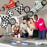 Race Car Balloons, 43 Inch Race Car Birthday Party Decorations, Wheel Tire Foil Balloons, Two Fast Birthday Decorations, Black And White Checkered Balloons, Cars Birthday Party Supplies - Pack Of 8