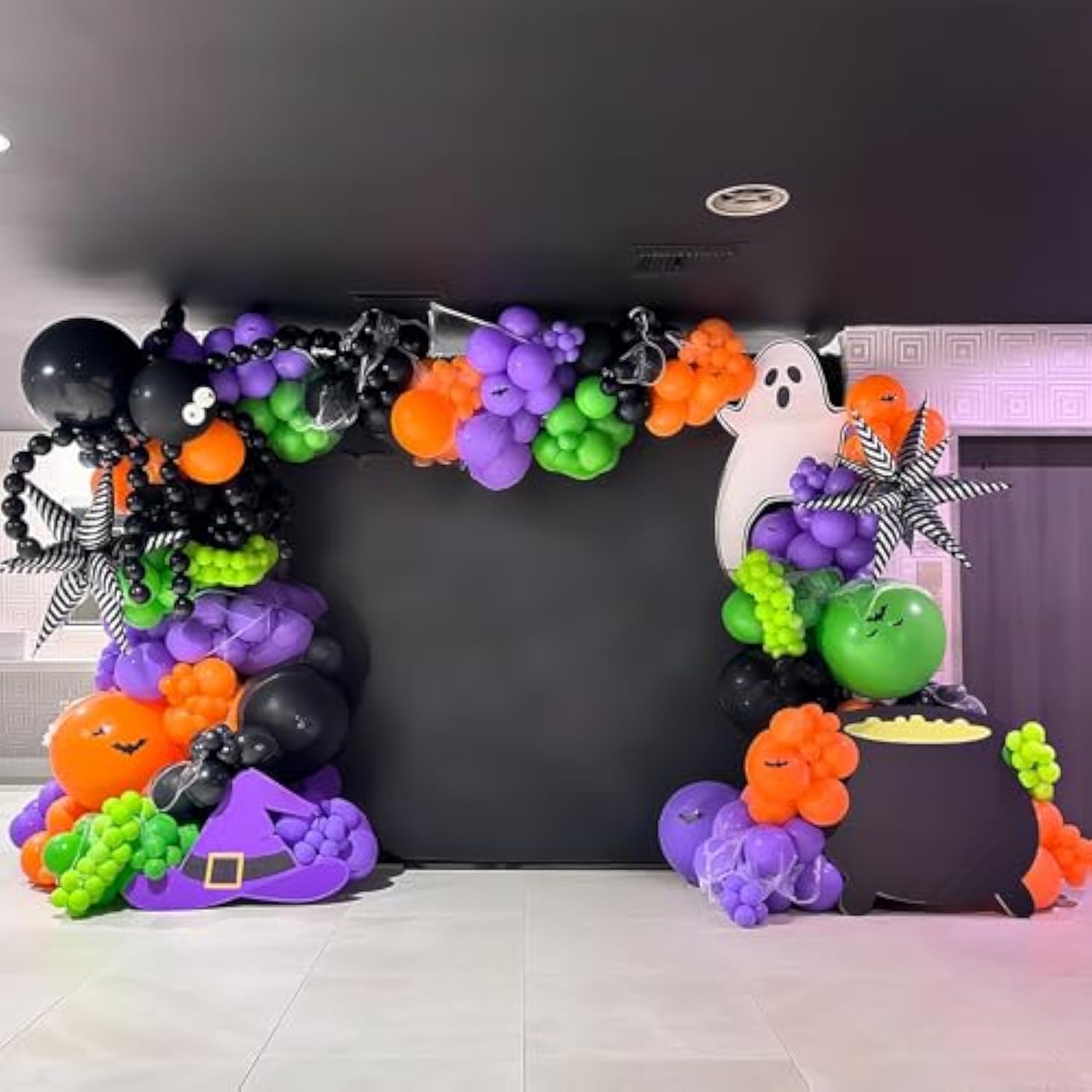 146Pc Halloween Balloon Arch Kit – Purple Green Black Orange with Eyeball Balloon