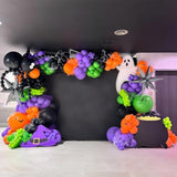 146Pc Halloween Balloon Arch Kit – Purple Green Black Orange with Eyeball Balloon