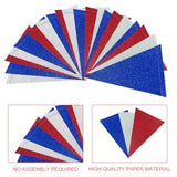 Patriotic Pennant Banner Red Blue Silver/White Triangle Flag Bunting Banner Patriotic Decorations Glitter Paper Garlands For 4Th Of July Independence Day Party Decorations Supplies 40 Feet