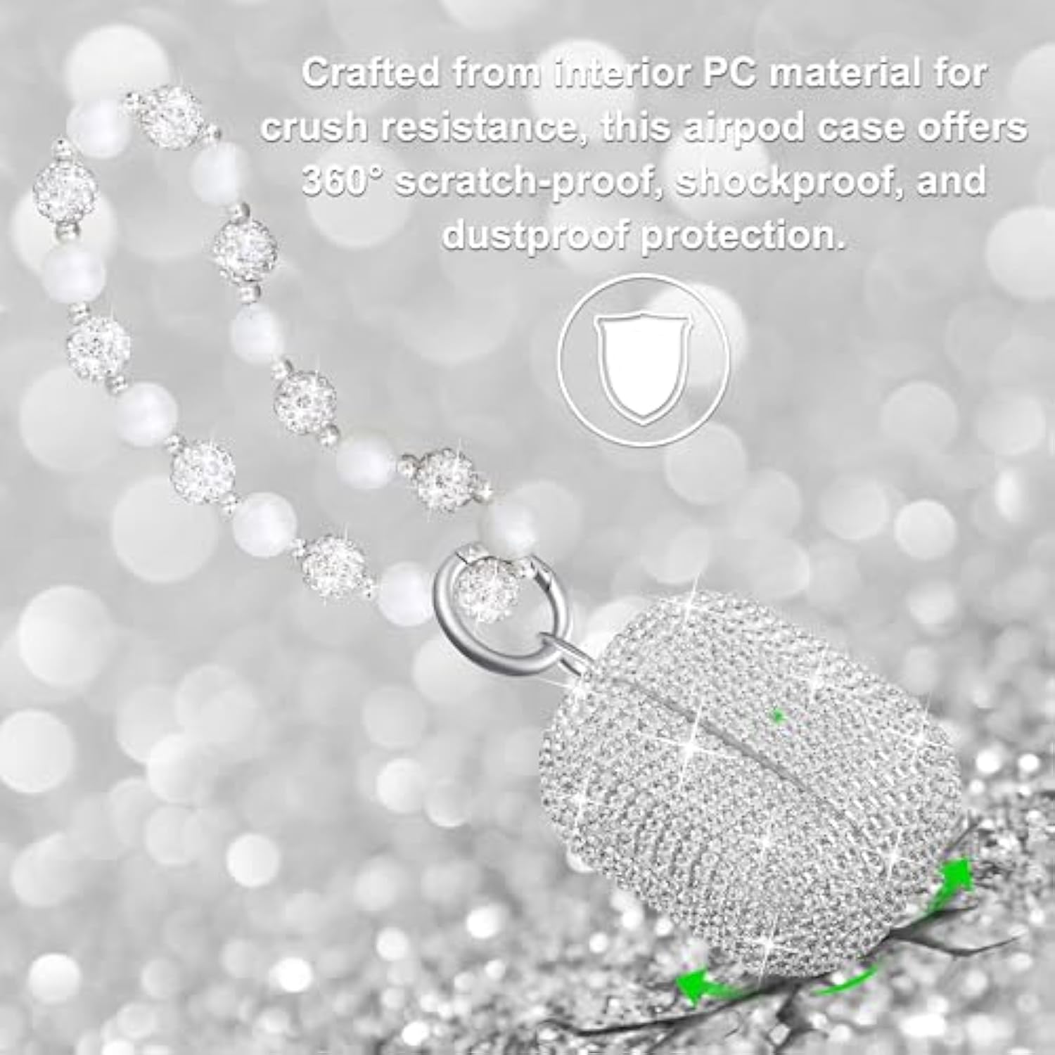 Compatible With Samsung Galaxy Buds 3 Case & Galaxy Buds 3 Pro Case,Crystal Glitter Shining Cover,With Bling Lanyard Keychain Charm For Women (Silver)