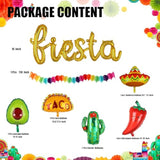 Fiesta Balloons Letter Banner Mexico Taco Llama Cactus Avocado Chili Pepper Mylar Balloon Birthday Mexican Fiesta Theme Cinco De Mayo Party Decor 13 Pcs Set