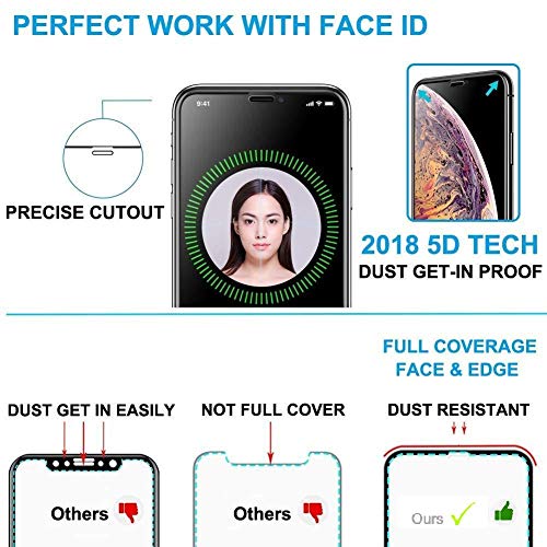 iPhone XR Full Cover Glass Screen Protector, [2 Pack] Full Coverage Tempered Glass Screen Protector for Apple iPhone XR 6.1" - Bubble Freee/Face