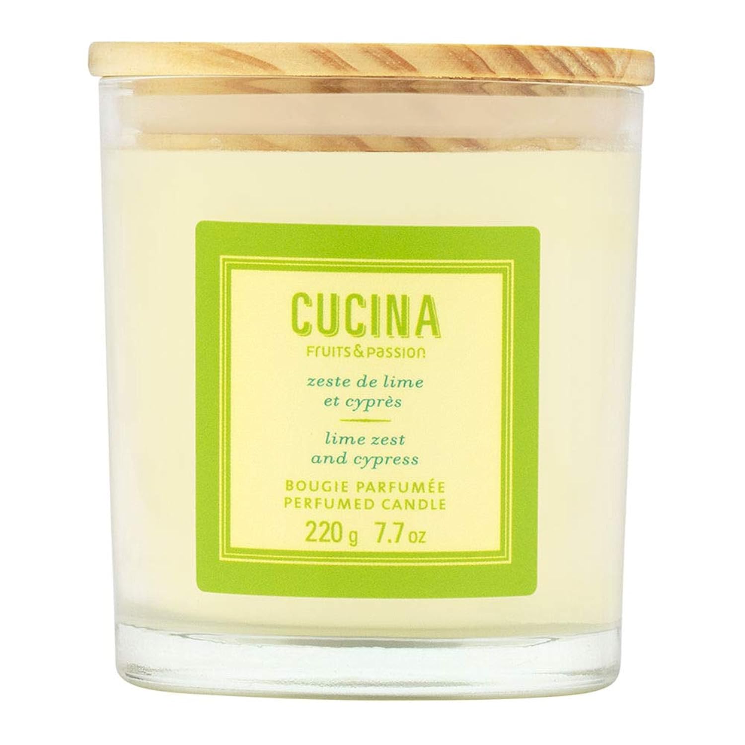 Fruits & Passion Scented Candle – Lime Zest & Cypress, Plant-Based Wax Candle In Recyclable Glass Vase, 35 Hour Burn Time, Clean-Burning Fragrance For Home, 7.7 Oz