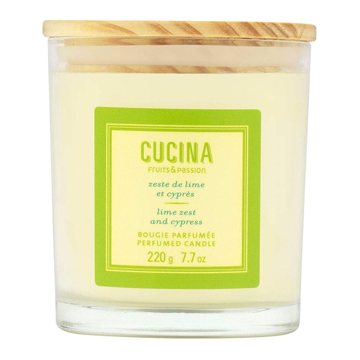 Fruits & Passion Scented Candle – Lime Zest & Cypress, Plant-Based Wax Candle In Recyclable Glass Vase, 35 Hour Burn Time, Clean-Burning Fragrance For Home, 7.7 Oz