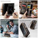 Wallet Case Compatible With Samsung Galaxy Z Fold 5 With Rfid Blocking Card Holder & S Pen Holder Slot Pu Leather Magnetic Snap Flip Zipper Strap Phone Case Fit For Galaxy Z Fold 5, Coffee