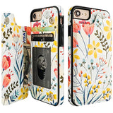 For Iphone Se(2022)/(2020) Iphone 7/8 Wallet Case With Card Holder, Floral Flower Flip Folio Pu Leather Kickstand Card Slots,Double Magnetic Clasp Shockproof Case 4.7"