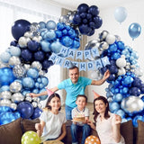 134pcs Blue & Silver Balloon Garland Kit Party Arch Decor for Birthday, Baby Shower, Wedding