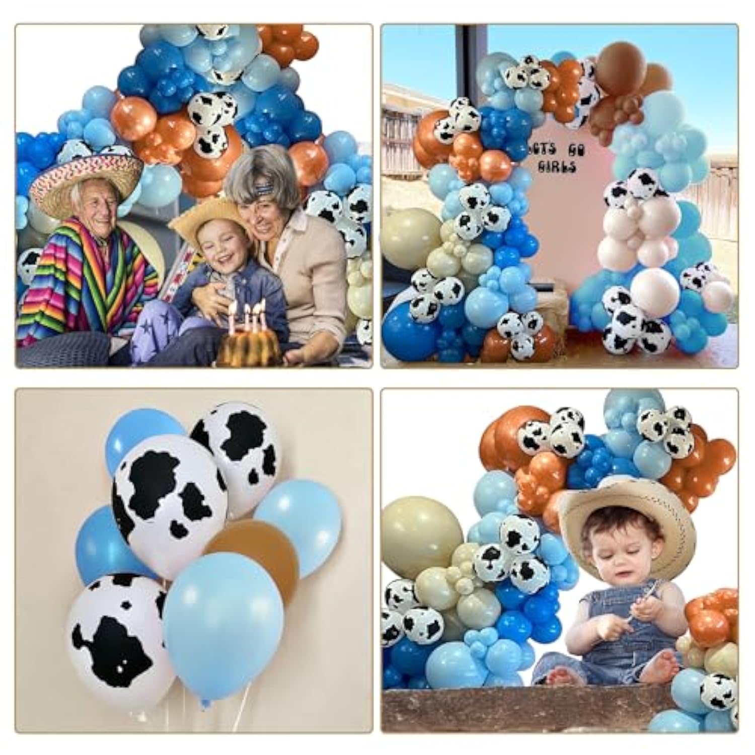 158 Pcs Blue Cow Balloons Arch Garland Kit Cow Party Decorations For Baby Shower Birthday Farm Western Cowboy Theme Party Supplies Decorations