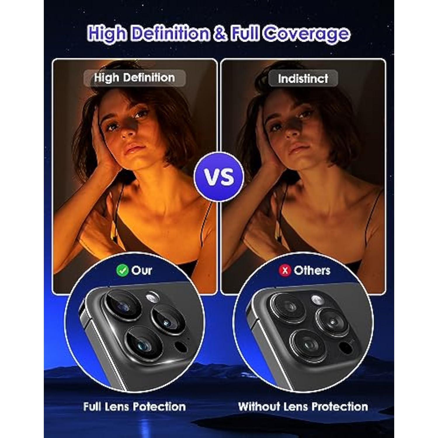 iPhone 16/14 Pro Max Full Coverage 9H Metal Camera Lens Protector Black