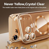 Magnetic For Iphone 17 Pro Max Case With Privacy Screen Protector & Full Camera Cover,[Non-Yellowing] Shockproof Clear Phone Case Compatible With Magsafe Women Girls For Iphone 17 Promax,Gold