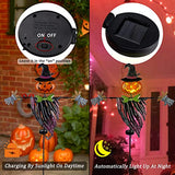 Solar Halloween Yard Decorations, Outdoor LED Solar Powered Pumpkin Ghost Stakes Halloween Outdoor Decorations, Metal Garden Stakes Lawn Yard Ornament