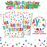 3pcs Birthday Tablecloth Set, Colorful Dots, Waterproof, 54x108" Party Decor