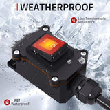 Inline Power Switch With 14Awg Cable Piggyback Plug(3-Pronged), Ip67 Waterproof Extension Cord With On/Off, Heavy Duty Ac/Dc 20A-125V, 16A-250V Inline Cord Switch With Red Led Rocker Button