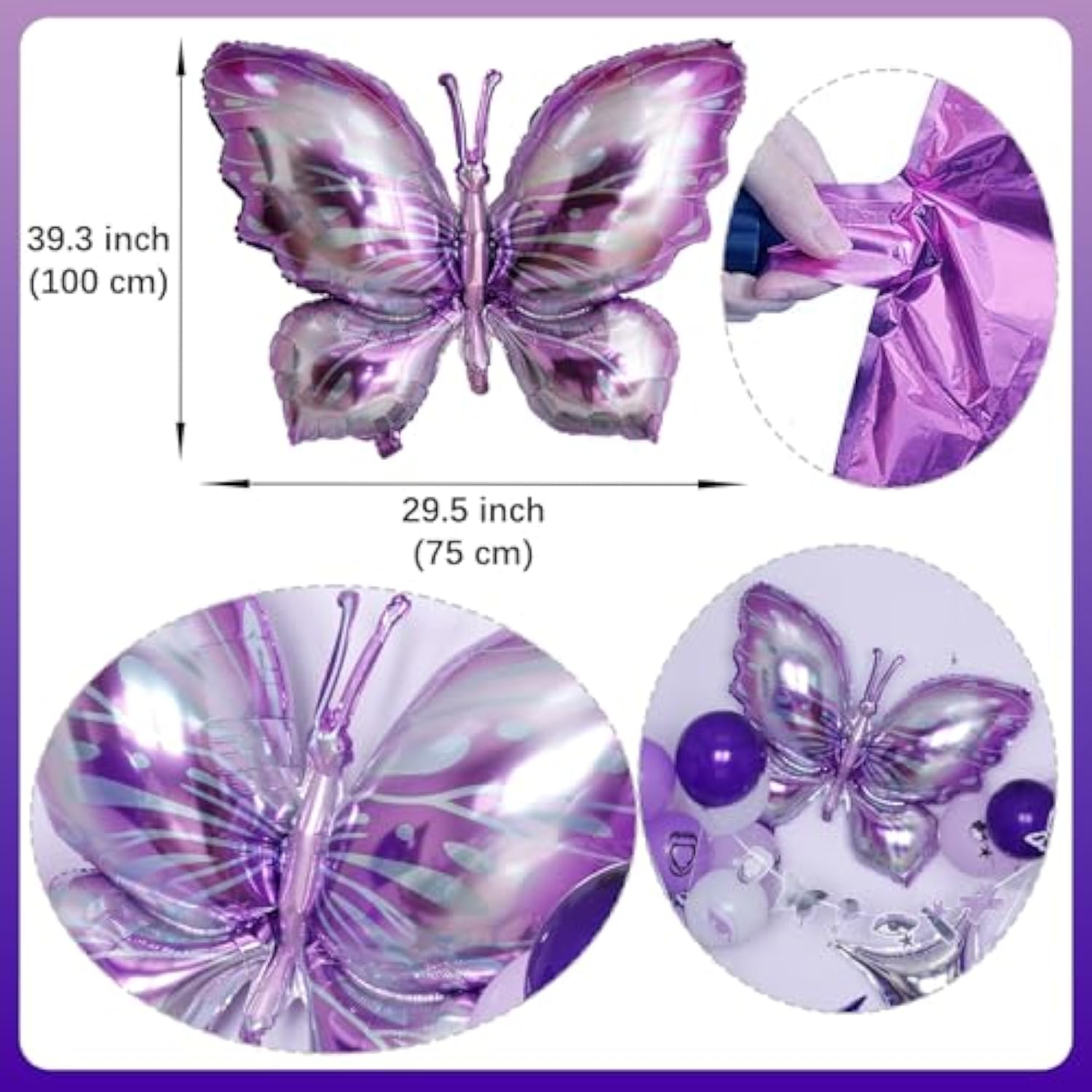 Purple Butterfly Party Decor with Bad Idea Right Banner and Printed Balloons