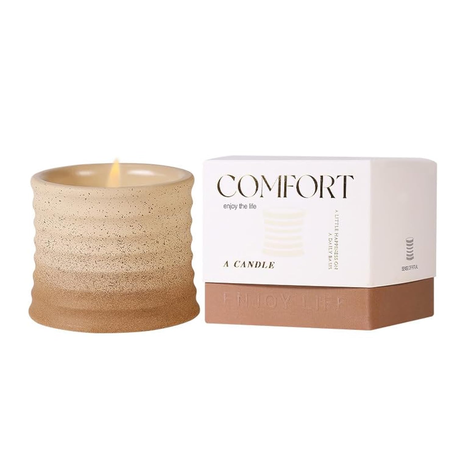 Luxury Scented Candle With Textured Ceramic Jar. Aromatherapy. Candle For Christmas, New Year, Housewarming. Birthday. Present For Women And Men. Aroma. Sandalwood (Sandalwood)