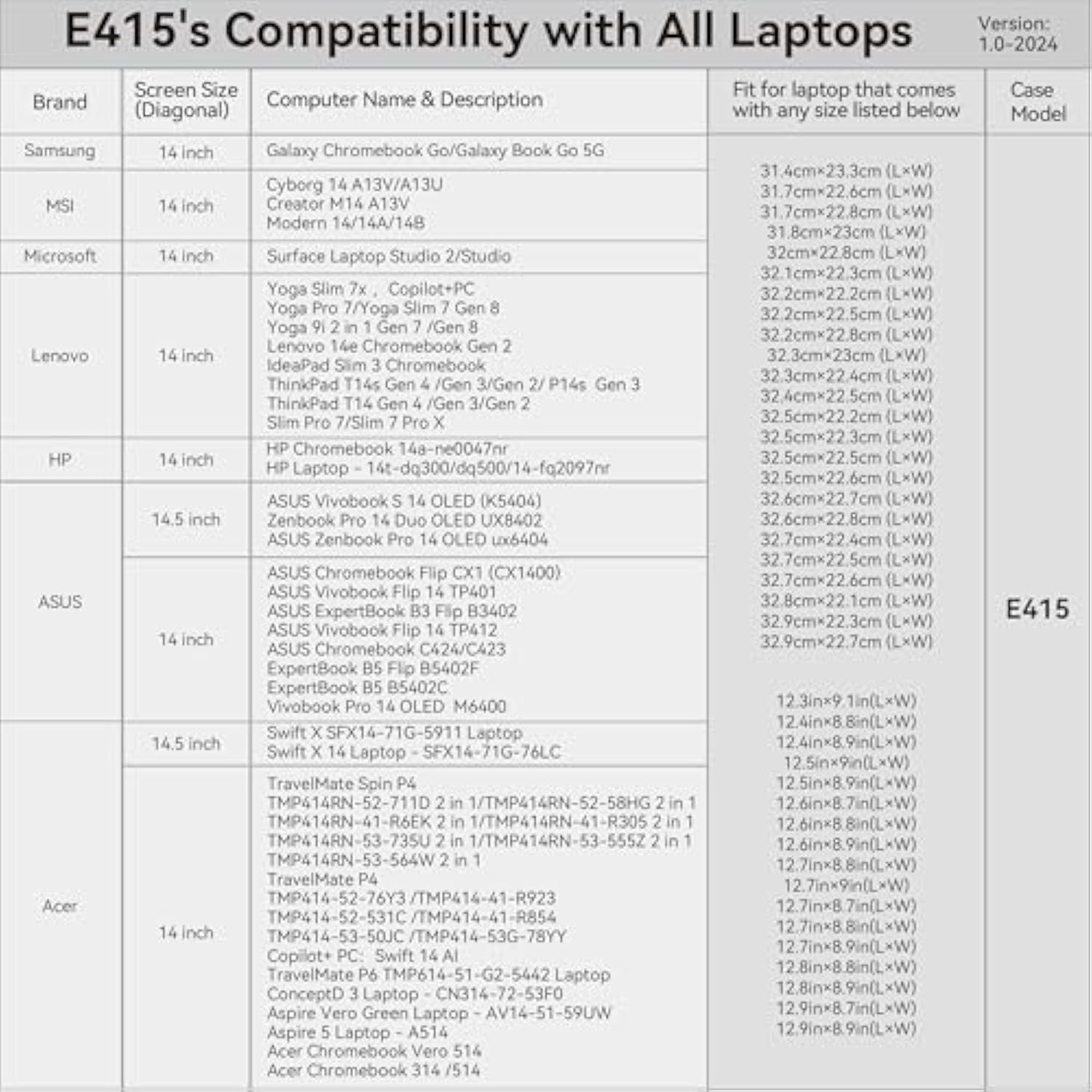 Smatree 14.5 inch Laptop Sleeve for ASUS Vivobook S 14 OLED K5404, Zenbook Pro 14 Duo OLED UX8402, Zenbook Pro 14 OLED UX6404, 14 inch Protective Case with Accessory Pocket, YKK Zipper (E415)