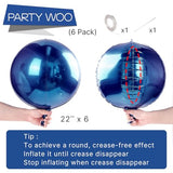 Navy Blue Large Round Giant 4D Jumbo Foil Balloons 6pcs 22 Inch