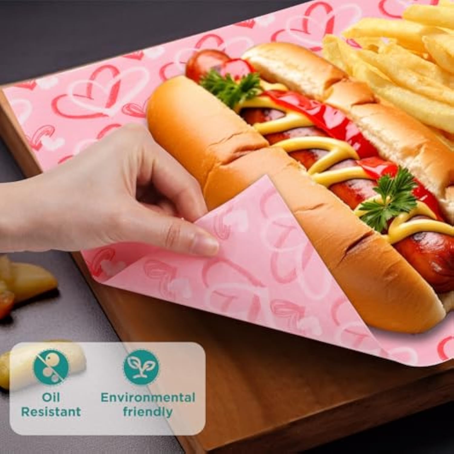 Waxed Deli Paper Sheets 100 Pcs, Happy Valentine'S Day Food Basket Liners For Sandwiches Fries 12 * 12 Inch,Wedding Burgers Deli Wrap Wax Paper Sheets Love Hearts Red