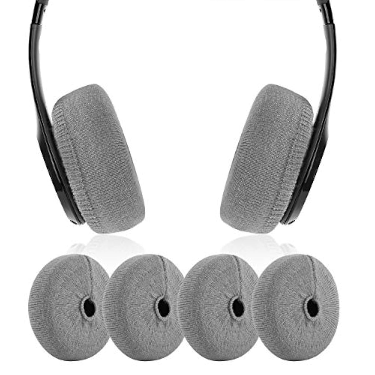 Earpads Sweater Cover Protectors With Knit Fabric For Beats Solo 3/2, Solo Hd/Mixr/Ep Headphones And Other Headsets With 1.57-3.14 Inch Ear Cushions [ 2 Pairs ] (Grey)