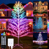 Christmas Tree With Light Outdoor,7.6Ft 540 Led Artificial Collapsible Birch Tree Lights With Remote Control Timer Rgb Lights For Christmas Decoration
