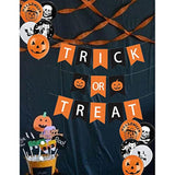 Halloween Happy Banner Decorations Trick or Treat Black Orange Banner with Balloons for Party