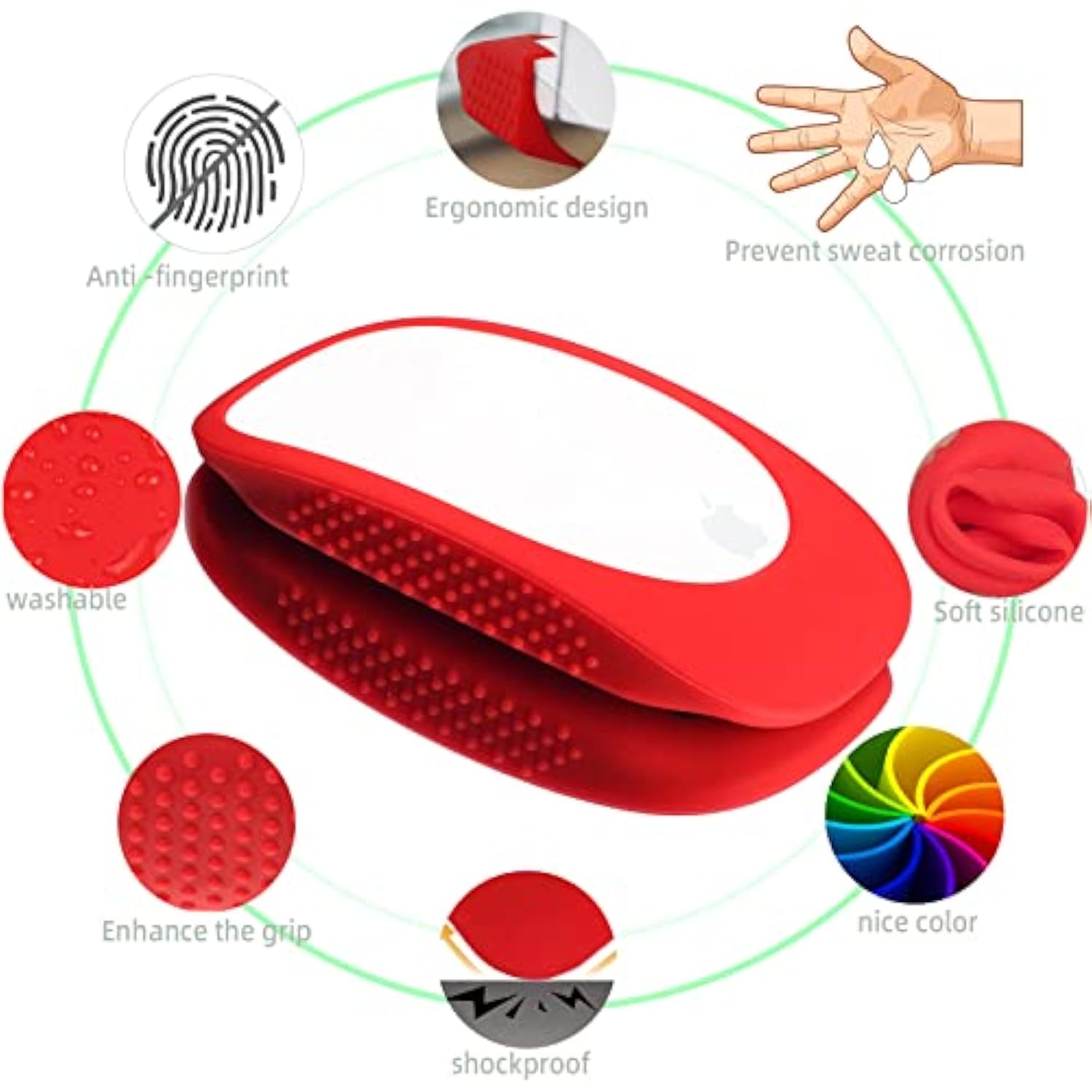 Silicone Protector For Apple Magic Mouse, Imac Magic Mouse Cover Case - Anti-Drop Protective Sleeve (Black)