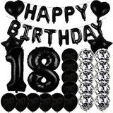 Sweet 18Th Birthday Decorations Party Supplies,Black Number 18 Balloons,18Th Foil Mylar Balloons Latex Balloon Decoration,Great 18Th Birthday For Girls,Women,Men,Photo Props