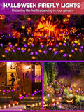6 Pack Halloween Decorations Outdoor Solar Firefly Lights Orange Purple