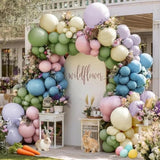Blue Green Pink Balloon Garland Double Stuffed Sage Green Dusty Blue Pink Purple Lavender Balloons Pastel Balloon Arch Kit For Easter Birthday Baby Shower Gender Reveal Flower Tea Party Decorations