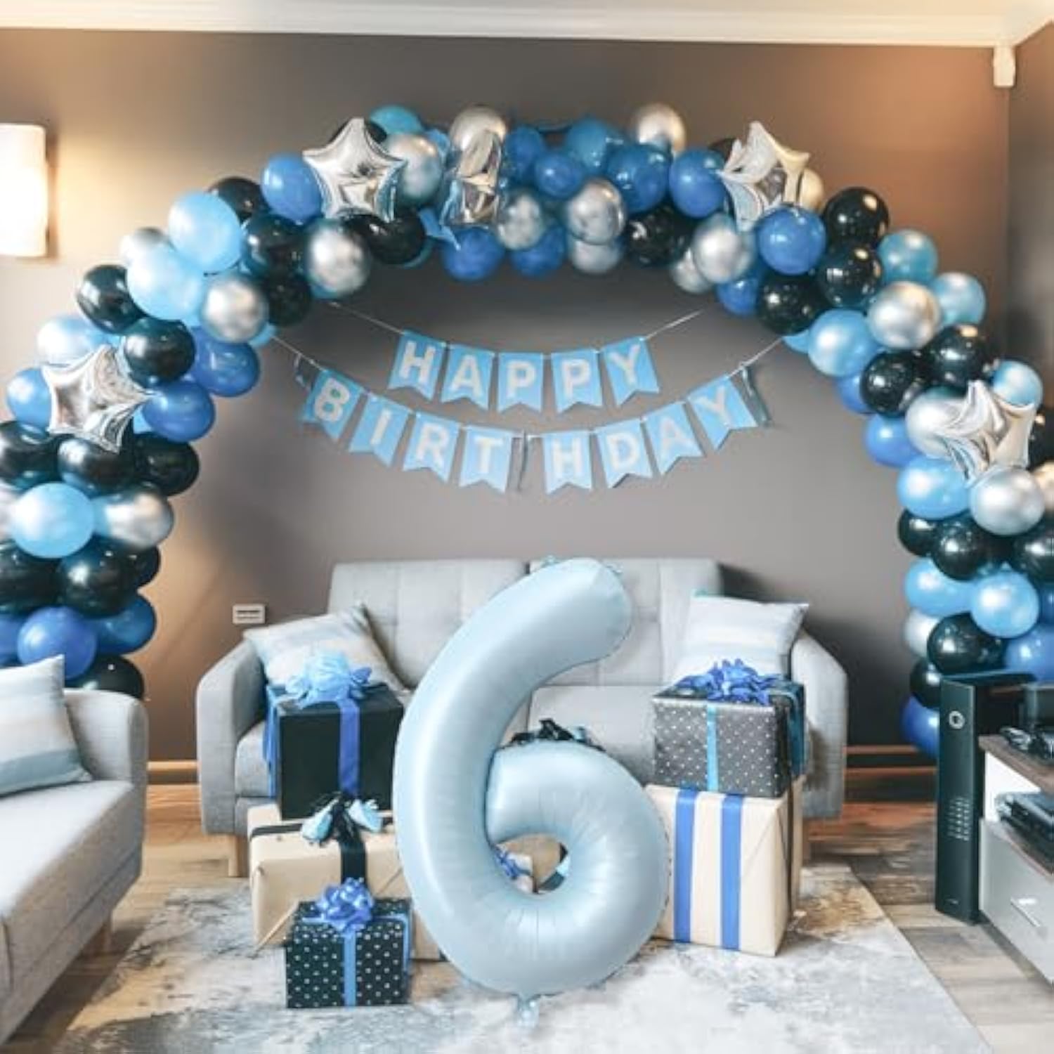 40 Inch 6 Balloon Number, Large Pastel Baby Sky Blue Foil Number 6 Balloons Birthday Party Decor, Light Powder Blue Helium Mylar Self Inflating Balloon For Boys Kid 6Th Birthday Anniversary Decoration