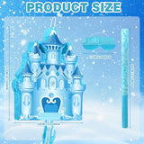 Winter Piñata Wonderland Themed Piñata with Blindfold Bat for Winter Princess Birthday Party Christmas Theme Supplies Decorations(Blue,Castle)