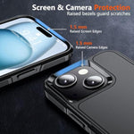 Shockproof for iPhone 15 Case,[15 FT Military Grade Drop Protection],with 2X [Tempered Glass Screen Protector ] with Air Bumpers Full-Body Protective Phone Case, Mysterious Black