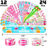 72 Pcs Flamingo Party Favors - 48 Temporary Pre-Cut Tattoos & 24 Slap Bracelets – Party Favors For Boys & Girls, Birthday Goodie Bag Fillers, Baby Shower Gifts, Classroom Rewards