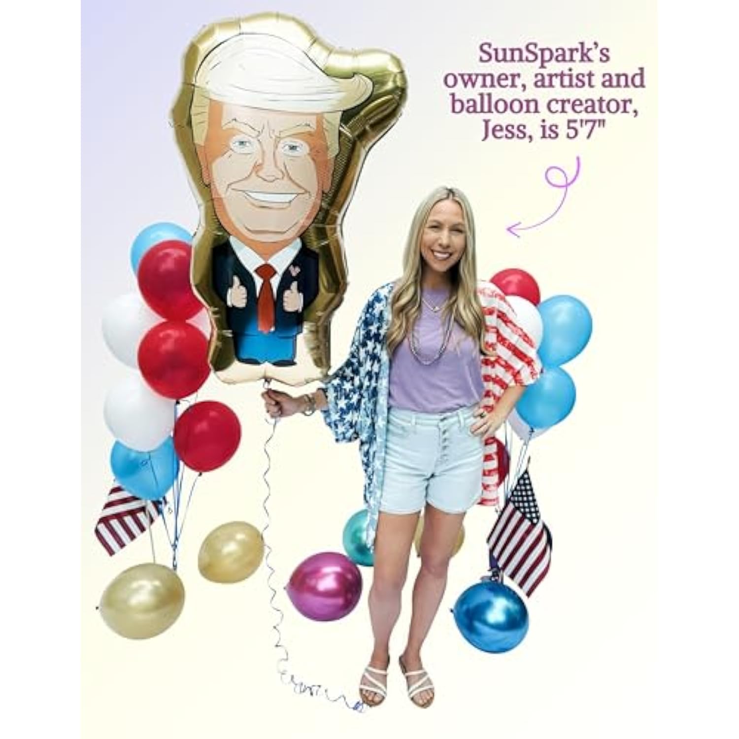 Huge 40-Inch Donald Trump Gold Foil Balloon - Birthday Party Decoration, Political Satire Cartoon, Funny Gift - Perfect For Bbqs, Rallies, And Parties