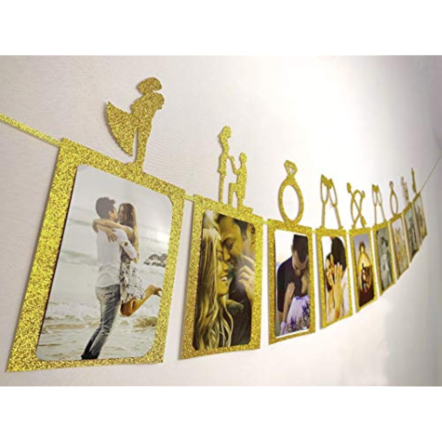 Engagement Wedding Decorations, Gold Engaged Banner And Photo Banner W