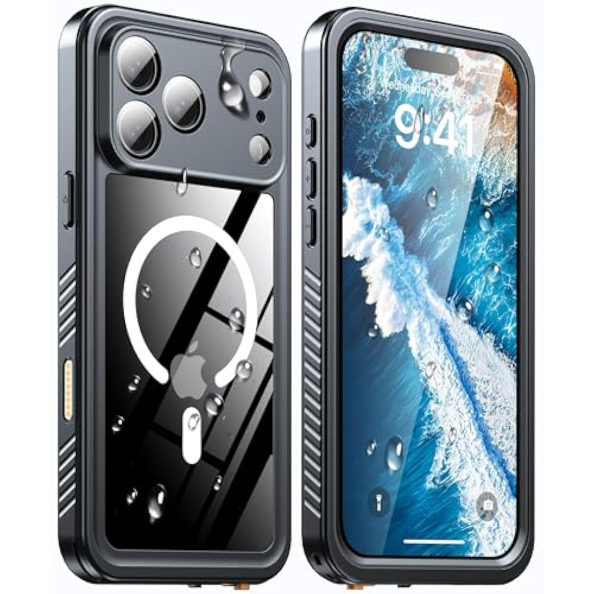 Magnetic For Iphone 17 Pro Max Case, [Ip68 Waterproof][Wireless Charging][Built-In Lens & Screen Protector][Military-Grade Drop Protection] Full-Body Shockproof Case For Phone 17 Pro Max Black