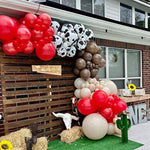 157Pcs First Rodeo Balloon Garland Arch Kit - First Rodeo Party Decorations Backdrop With Black Red Khaki Cow Printed Balloon For Cowboy Themed Party Baby Shower Farm Birthday Party Decorations